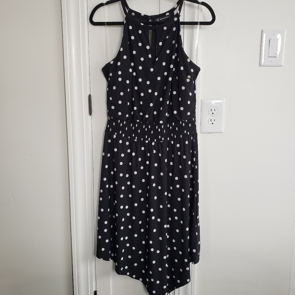 NWT INC Polka Dot Handkerchief-Hem Dress